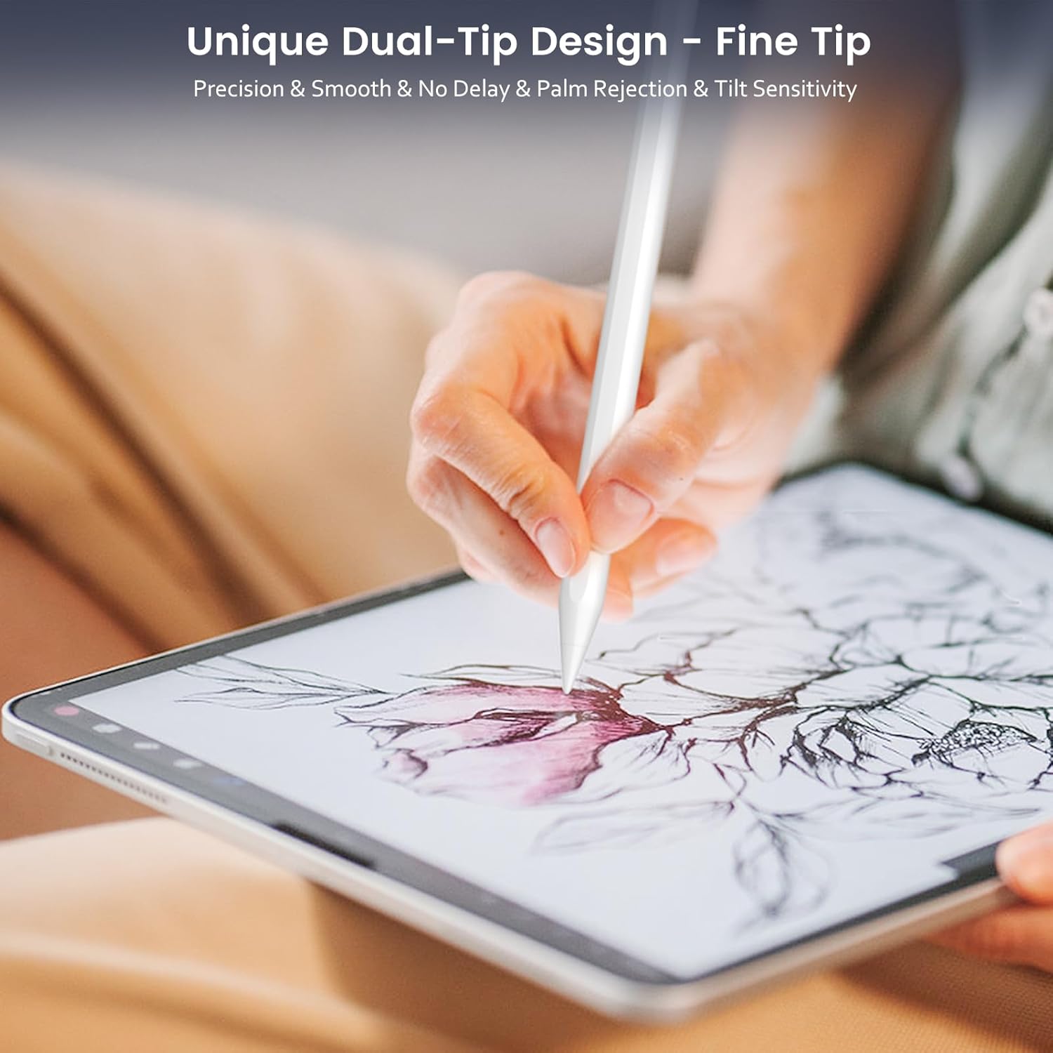 Thumbnail 2 de STYLUSHOME Pencil for iPad 11th/10th/9th (2X Fast Charge) Dual-Tip Stylus with Palm Rejection & Tilt Sensitivity