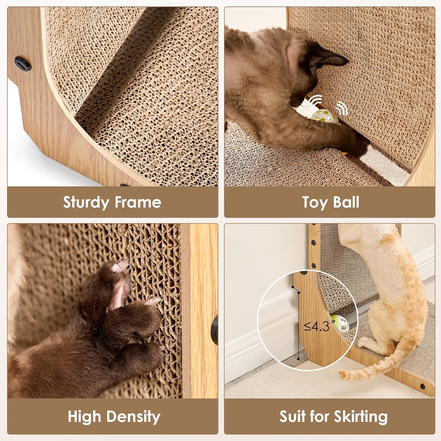 Thumbnail 4 de EHEYCIGA L Shape Vertical Cat Scratcher – 68cm High Cardboard Scratching Board for Indoor Cats