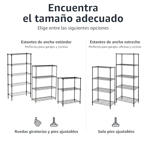 Thumbnail 3 de Amazon Basics Estantería estrecha ajustable 4 niveles, Negro