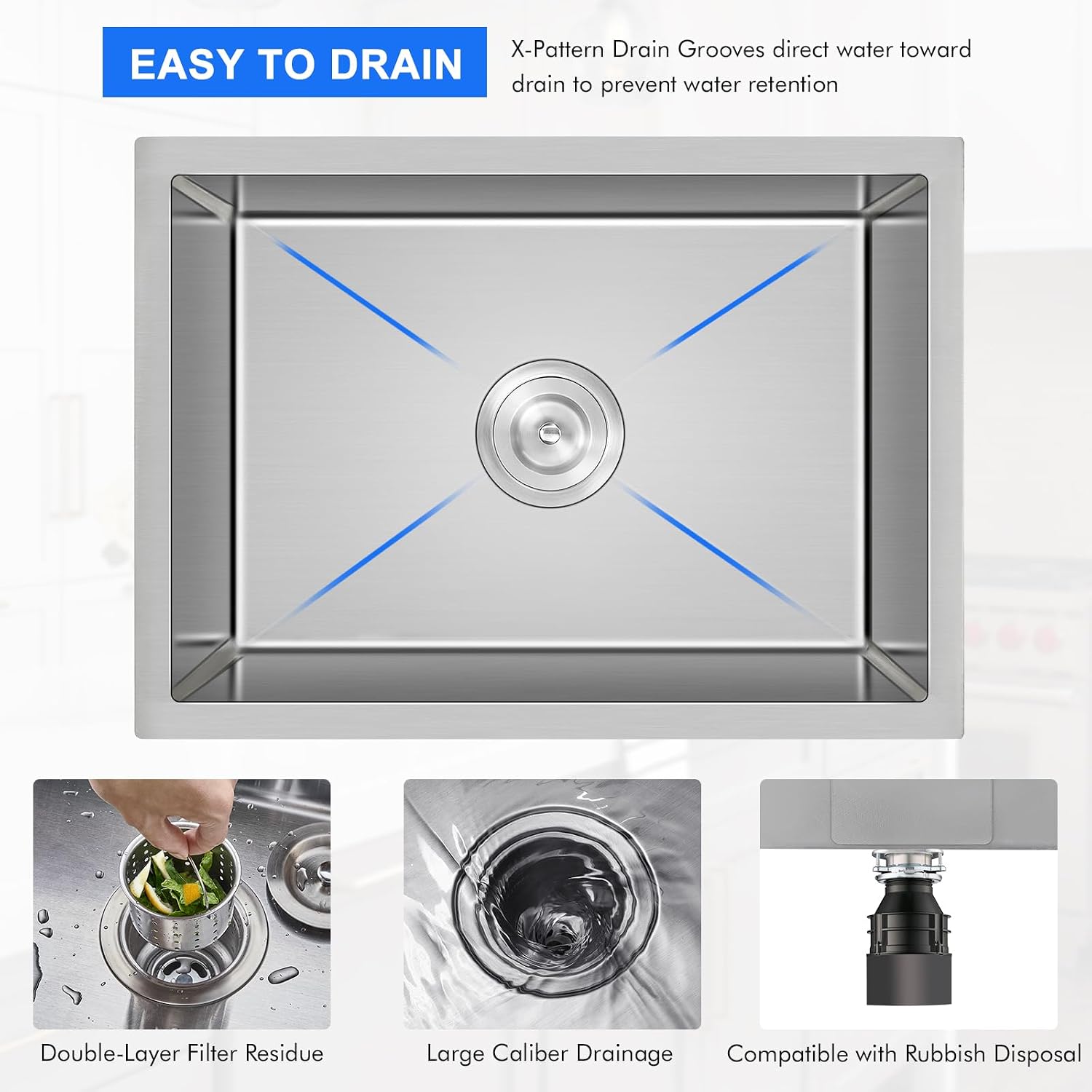 Thumbnail 6 de MENATT Undermount Kitchen Sink, SUS304 Stainless Steel