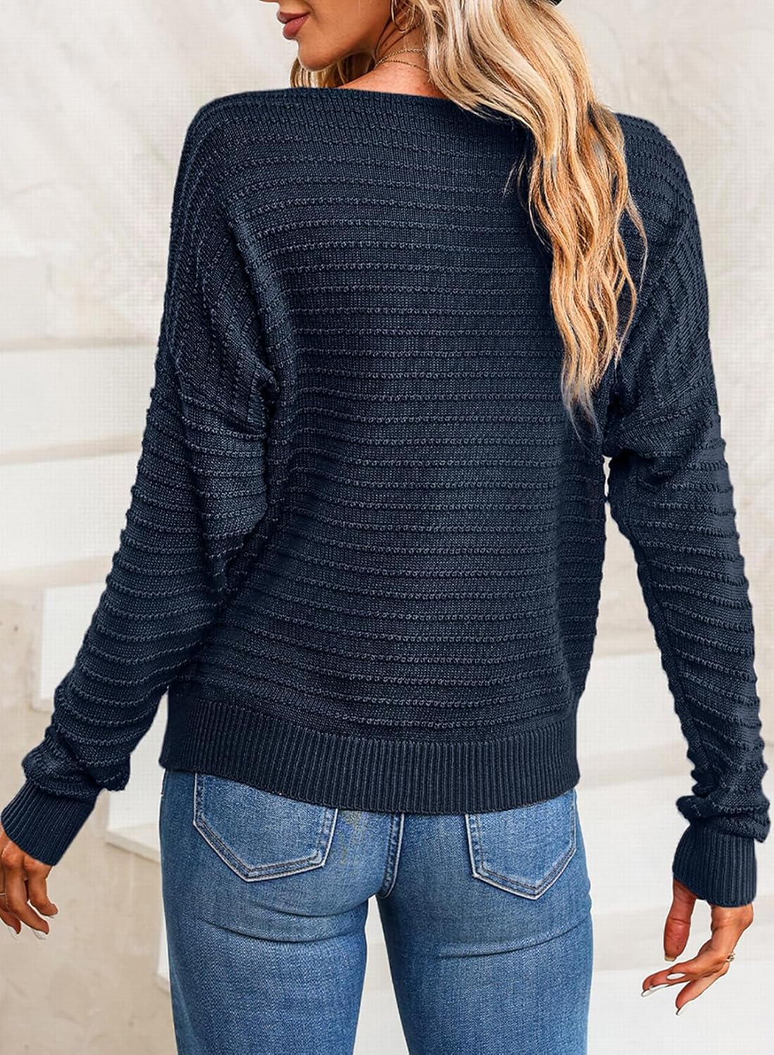 Thumbnail 3 de Dokotoo Damen Pullover Rundhals Struktur Strickpullover langarm Einfarbig S–XXL
