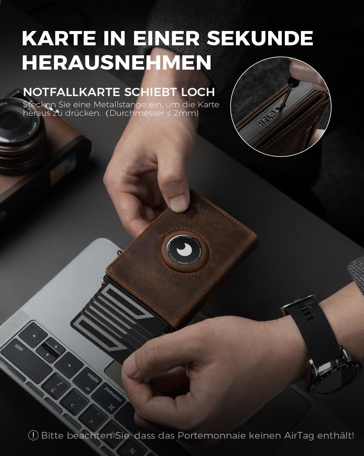 Thumbnail 3 de DODENSHA Airtag Wallet Herren Kartenetui mit AirTag-Fach