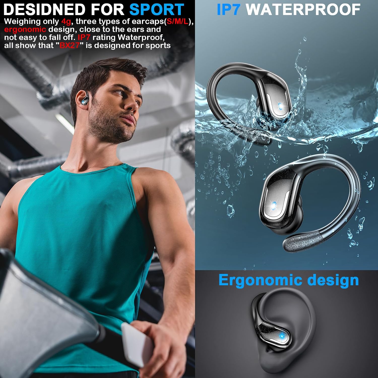 Thumbnail 3 de Wireless Earbud 75Hrs Bluetooth 5.4 Earphones