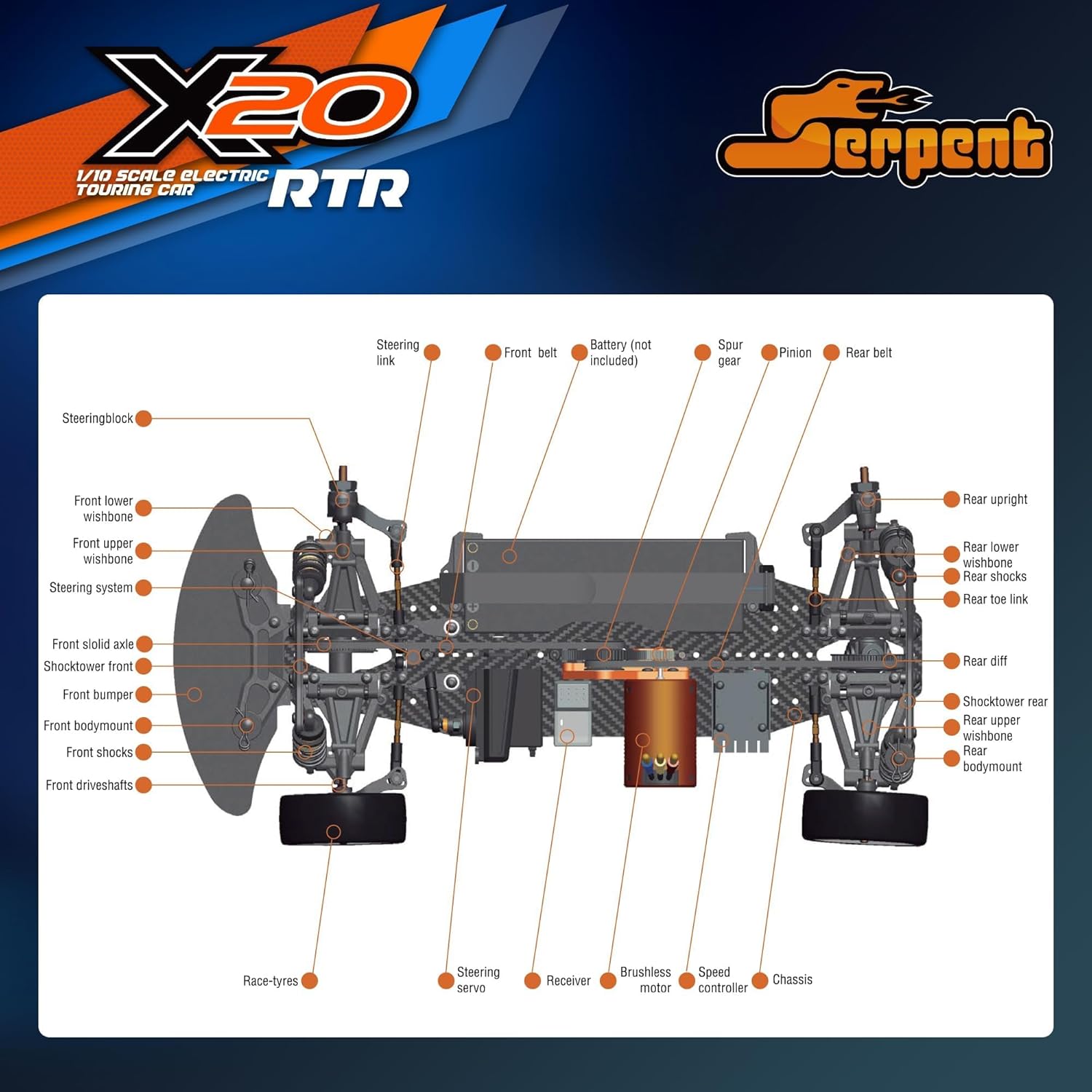 Thumbnail 4 de Serpent X20 1/10 RC Touring Car RTR: velocità e controllo su pista