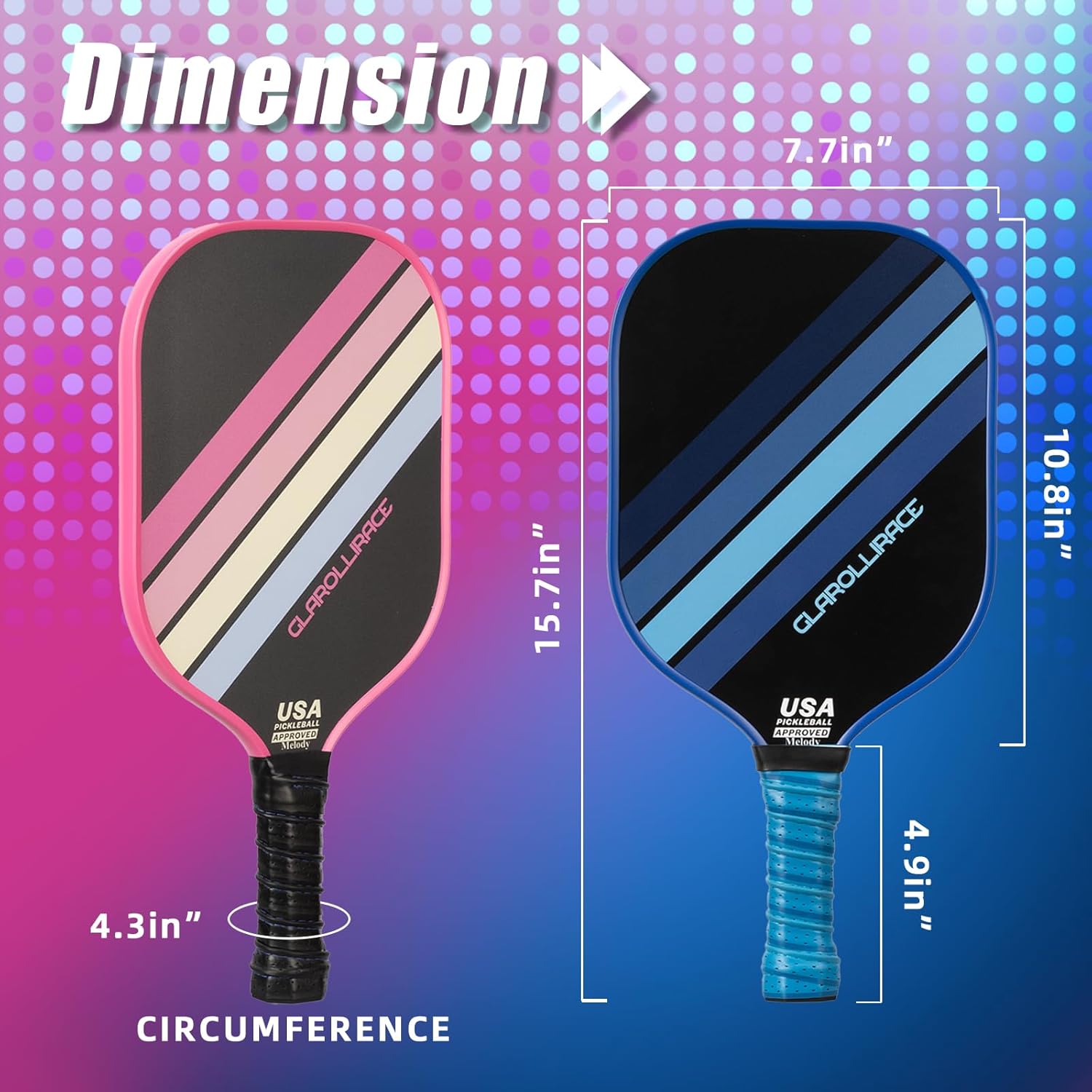 Detalle de Glarollirace Pickleball Paddles Set of 2 | USAPA-Approved 4-Paddle Pack with Balls and Bag