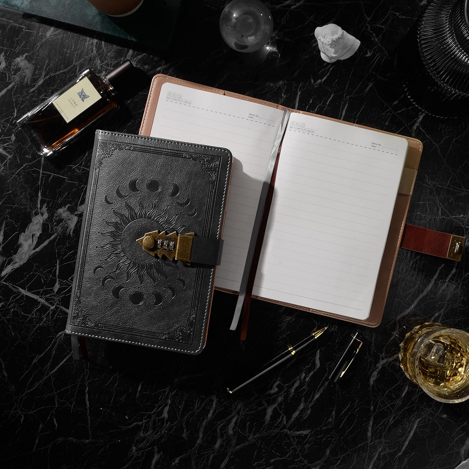 Detalle 2 de ZXHQ Tagebuch mit Schloss A5 Dunkelgrau