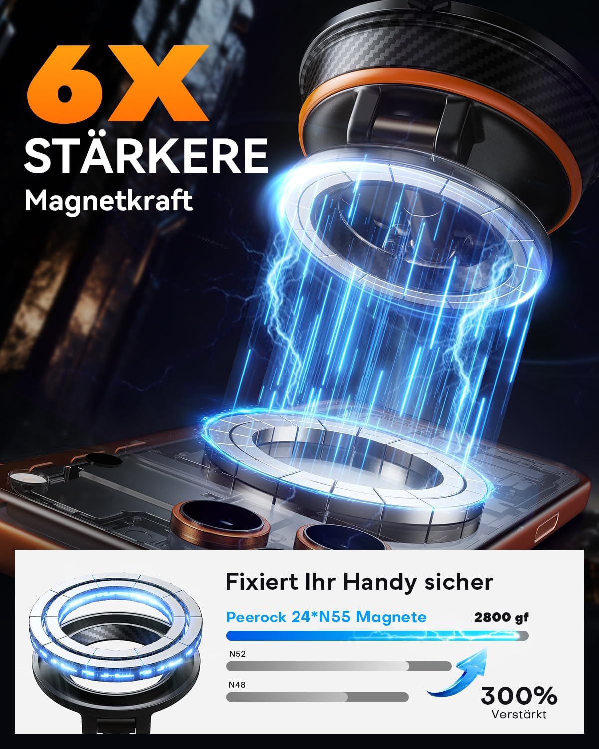 Thumbnail 3 de Peerock Handyhalterung Auto für MagSafe – vakuum Magnetische KFZ-Halterung, 2800 gf, 360° drehbar