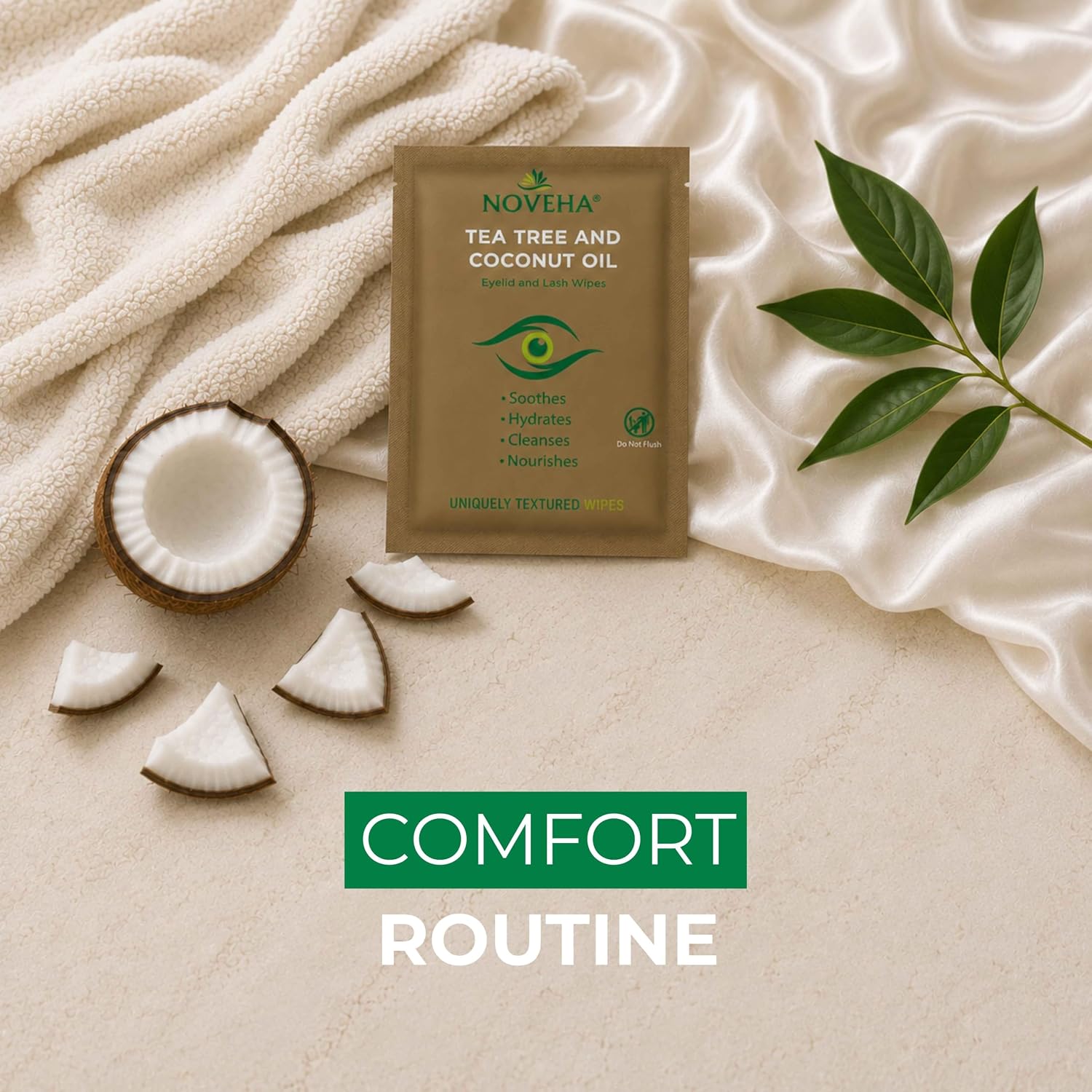 Thumbnail 6 de NOVEHA 60-Count Tea Tree & Coconut Oil Eyelid & Lash Wipes for Demodex, Blepharitis & Itchy Eyes