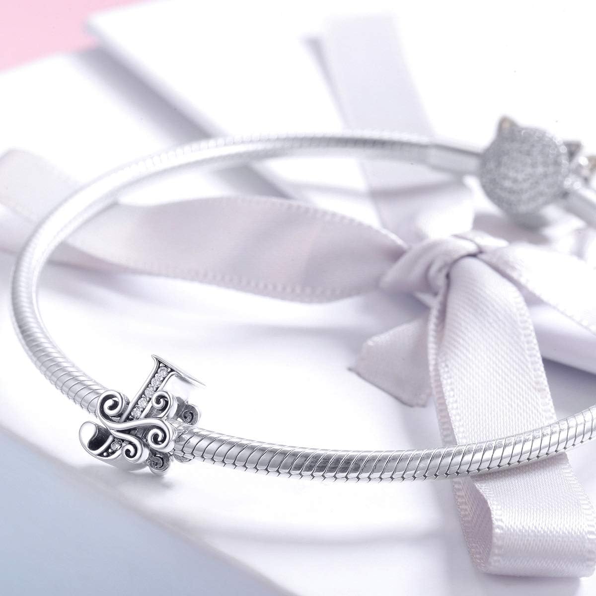 Thumbnail 1 de TIZU Buchstaben Charms aus 925 Sterling Silber (Alphabet) – Zirkonia Anhänger für europäische Armbänder & Ketten