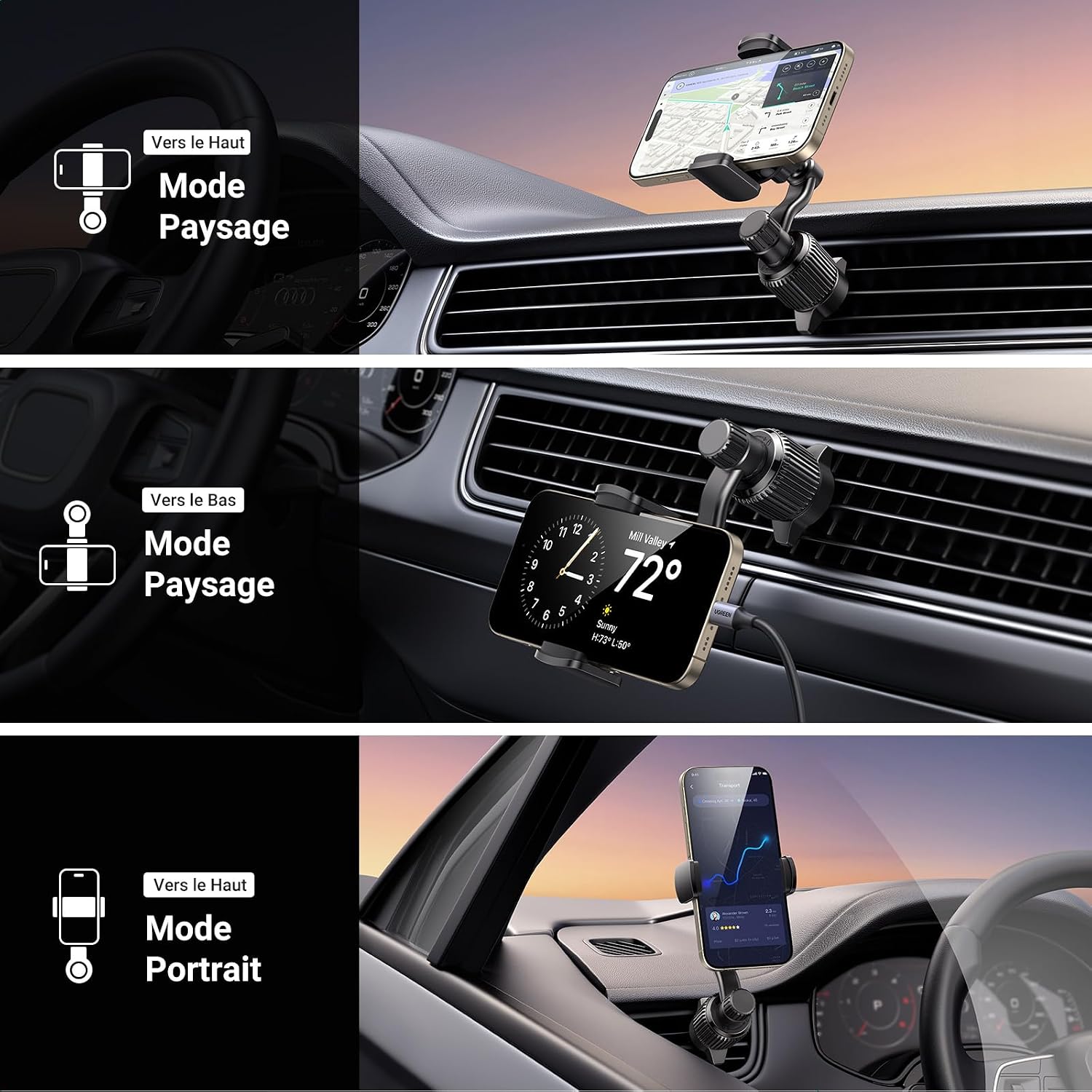 Detalle 2 de UGREEN Support Téléphone Voiture Rotation 360 Degrés