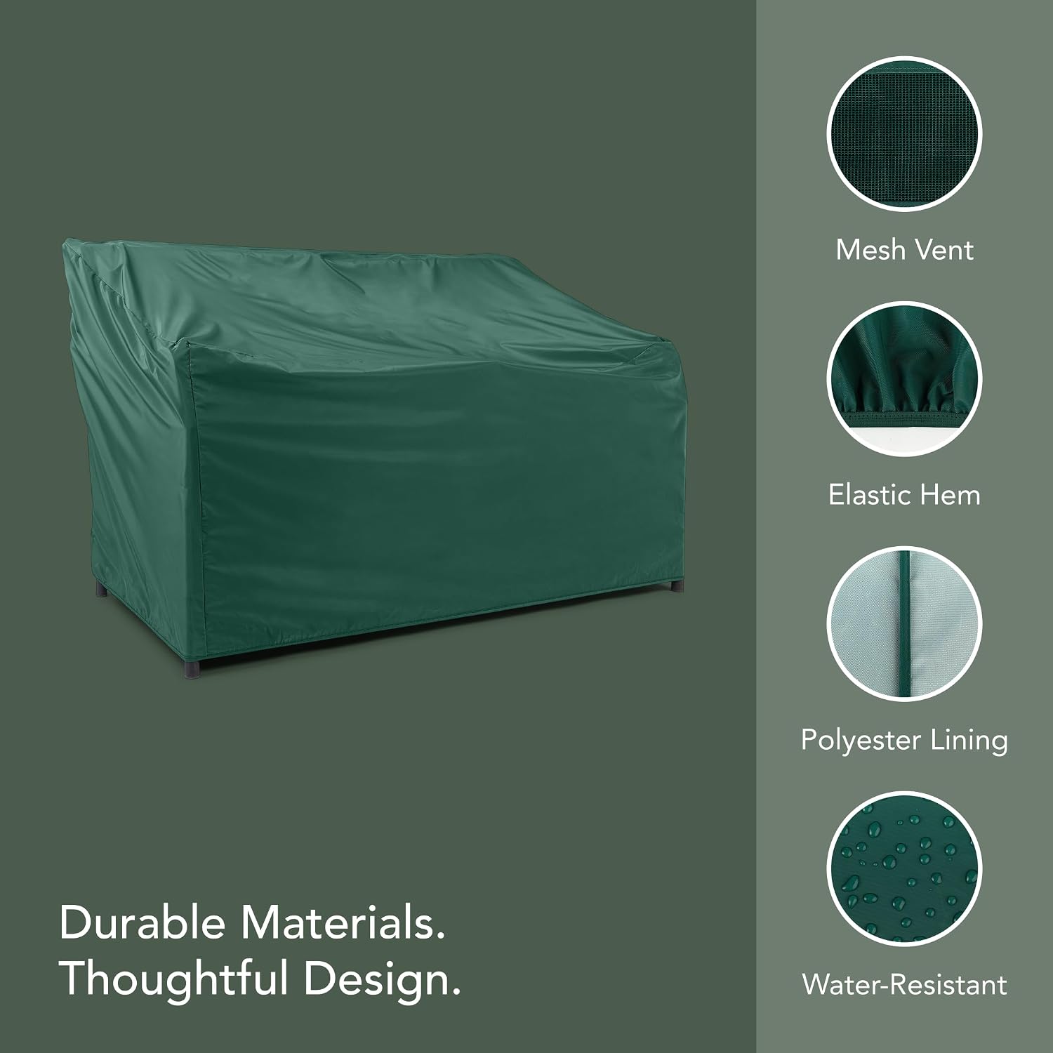 Thumbnail 2 de Covermates Classic Outdoor Patio Sofa Cover — Heavy-Duty 12-Gauge Vinyl, 88W x 40D x 36H, Green
