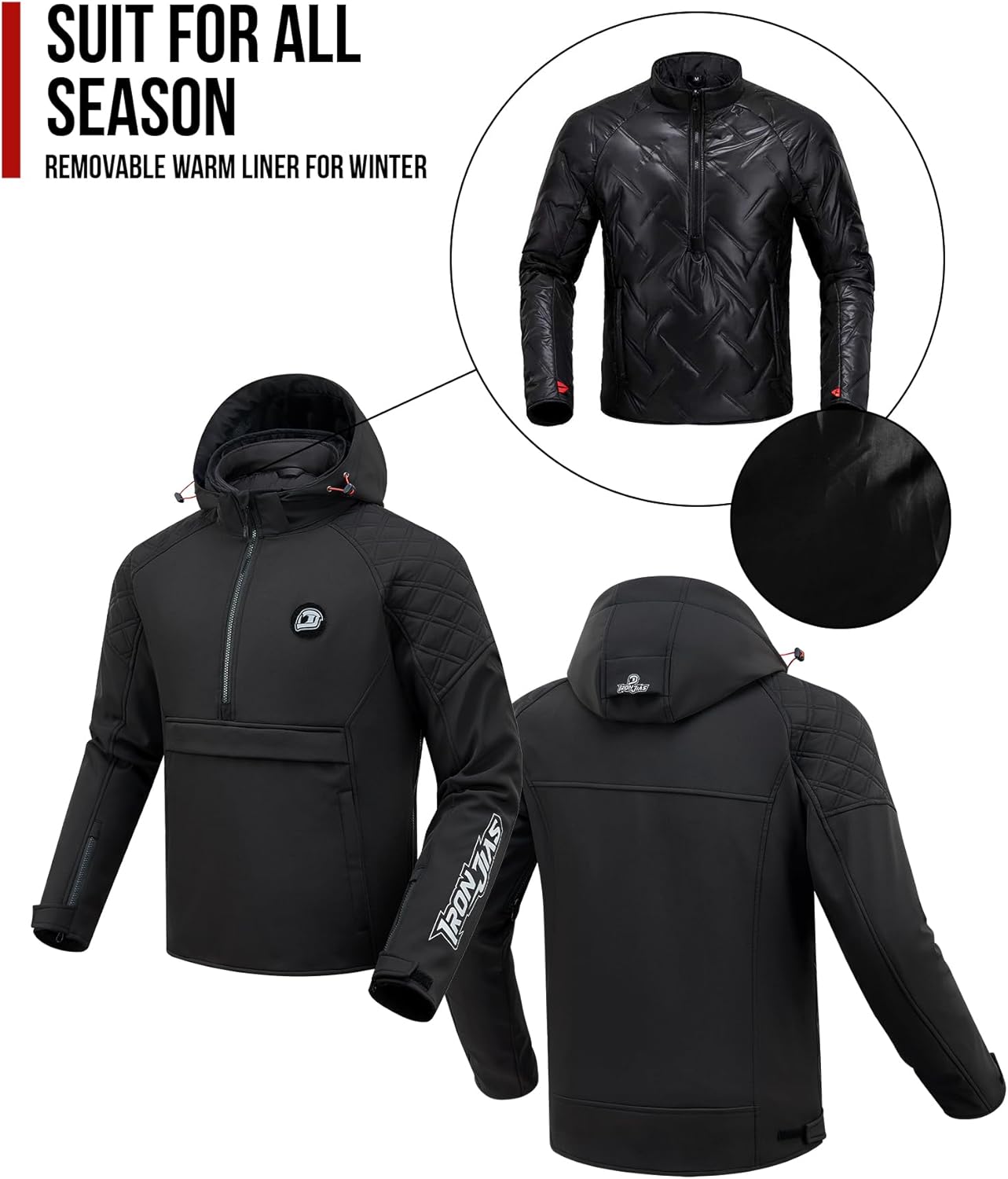 Thumbnail 6 de IRON JIA’S Veste Moto Homme 3-en-1: Blouson CE A et Doublure Amovible, Pour Toutes Saisons