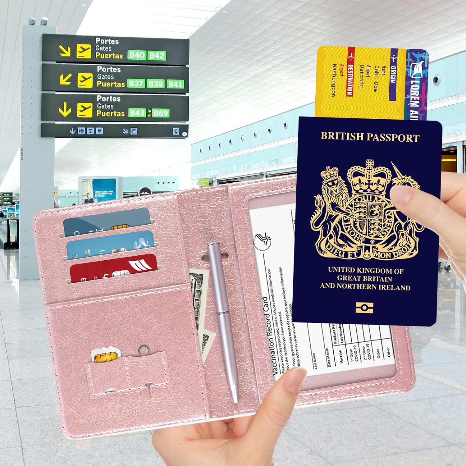 Detalle de DMLuna Premium PU Leather Passport Holder with RFID Blocking