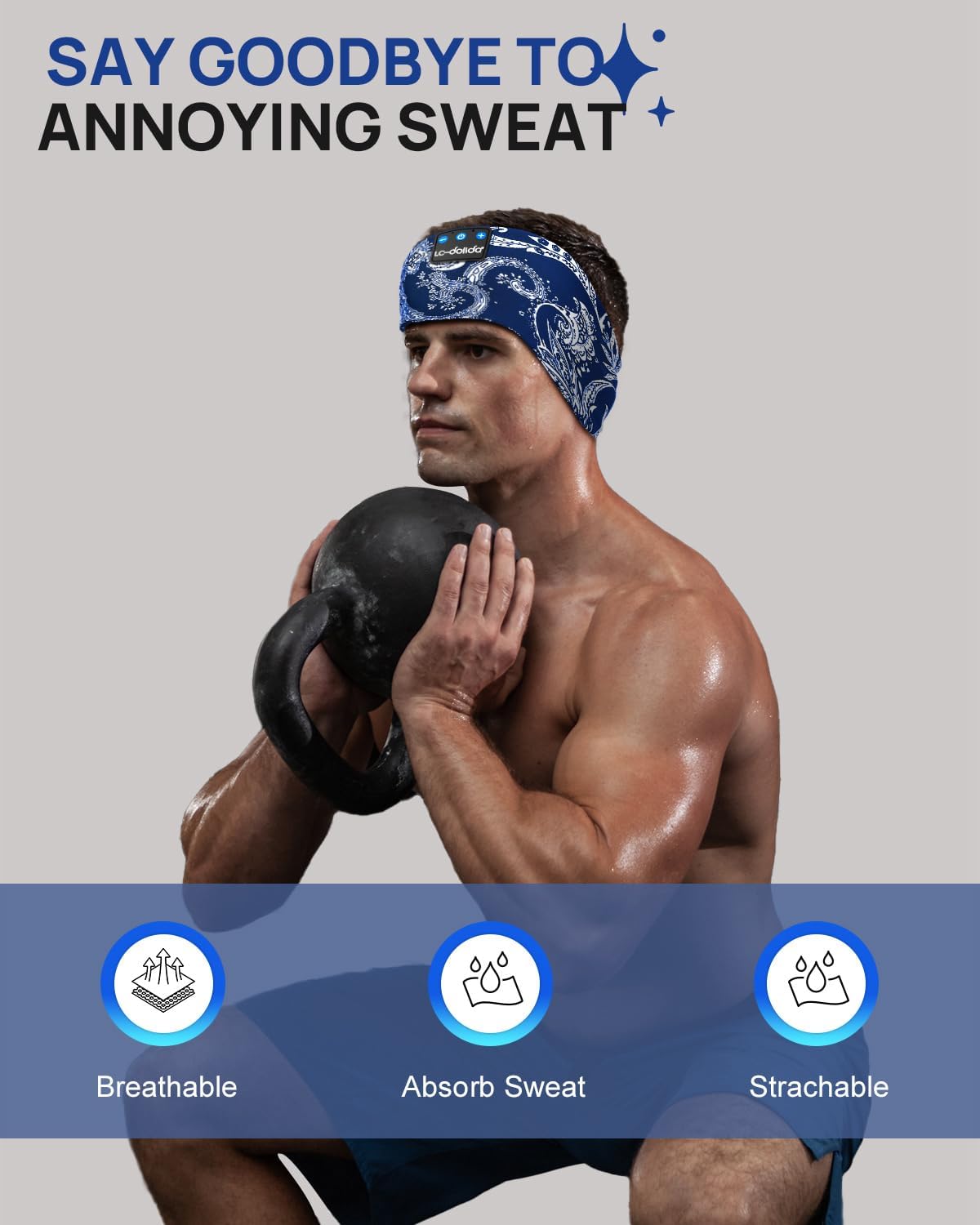 Detalle 1 de LC-dolida LC001 Bluetooth 5.4 Sleep Headband Headphones with Mic