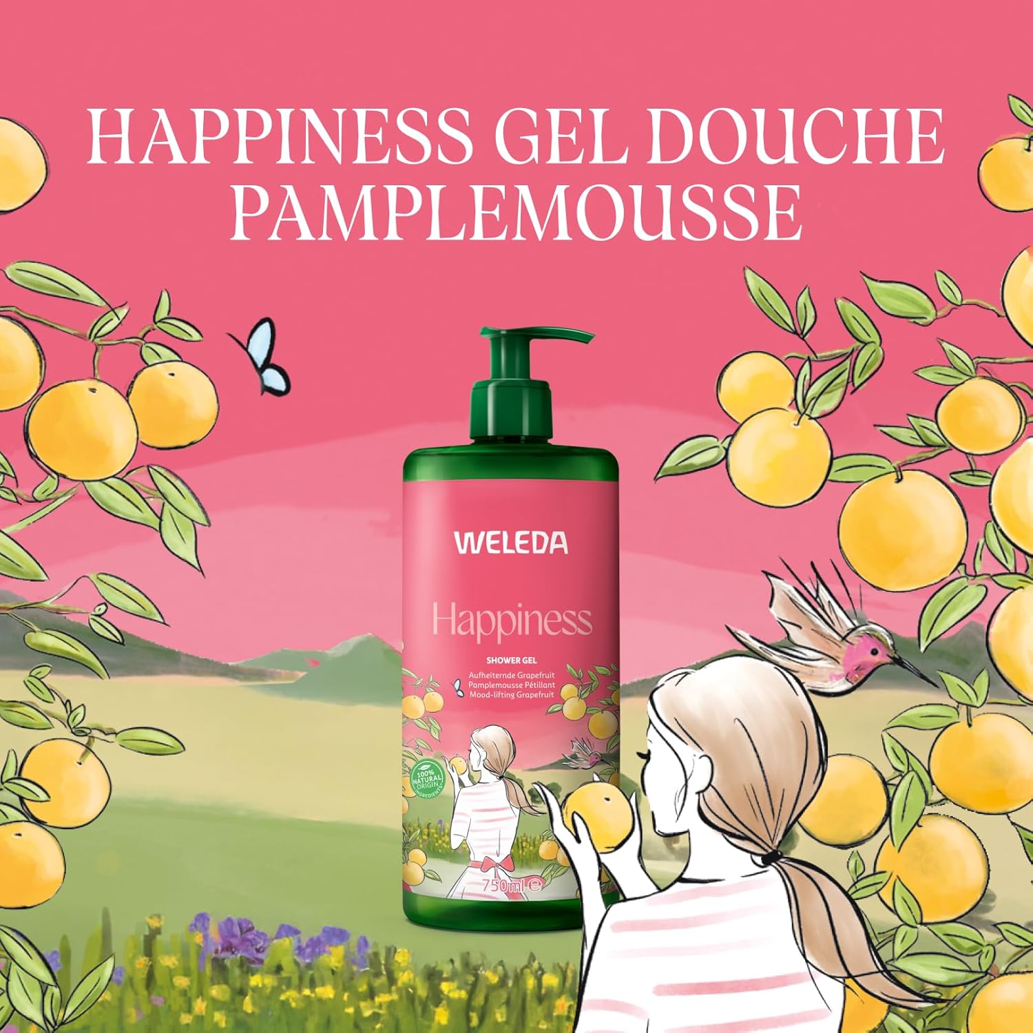 Thumbnail 1 de WELEDA Happiness Gel Douche Pamplemousse Pétillant – Gel Douche 750 ml, parfum agrumes 100% naturel