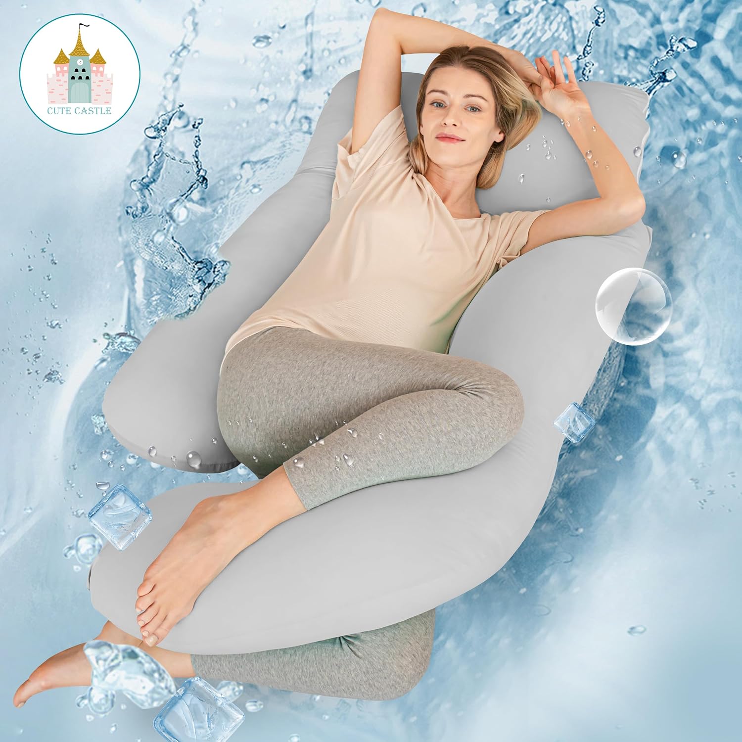 Detalle 2 de Cute Castle U-Shaped Pregnancy Pillow, 57-Inch