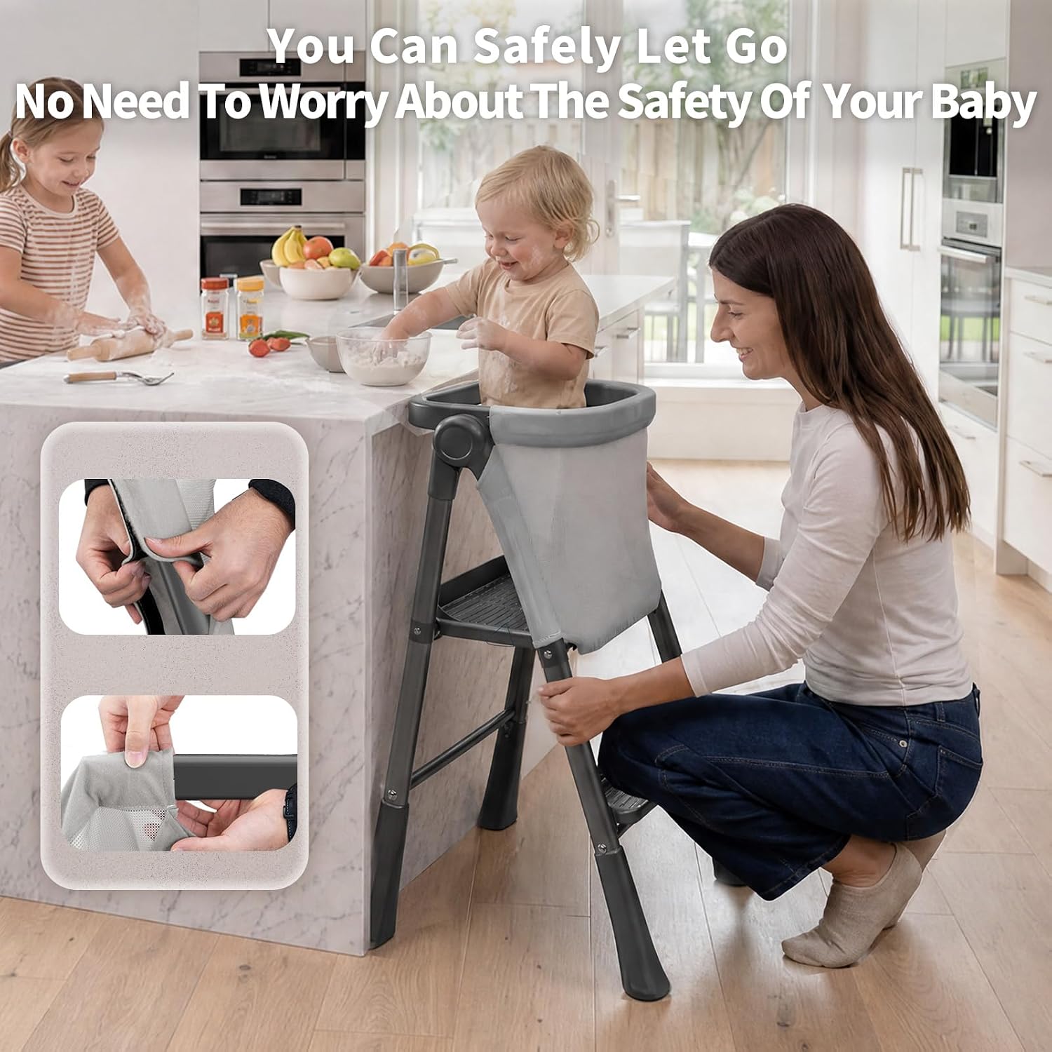 Detalle 2 de RGKQSY XT-vey529 Foldable Toddler Standing Tower, Black Steel