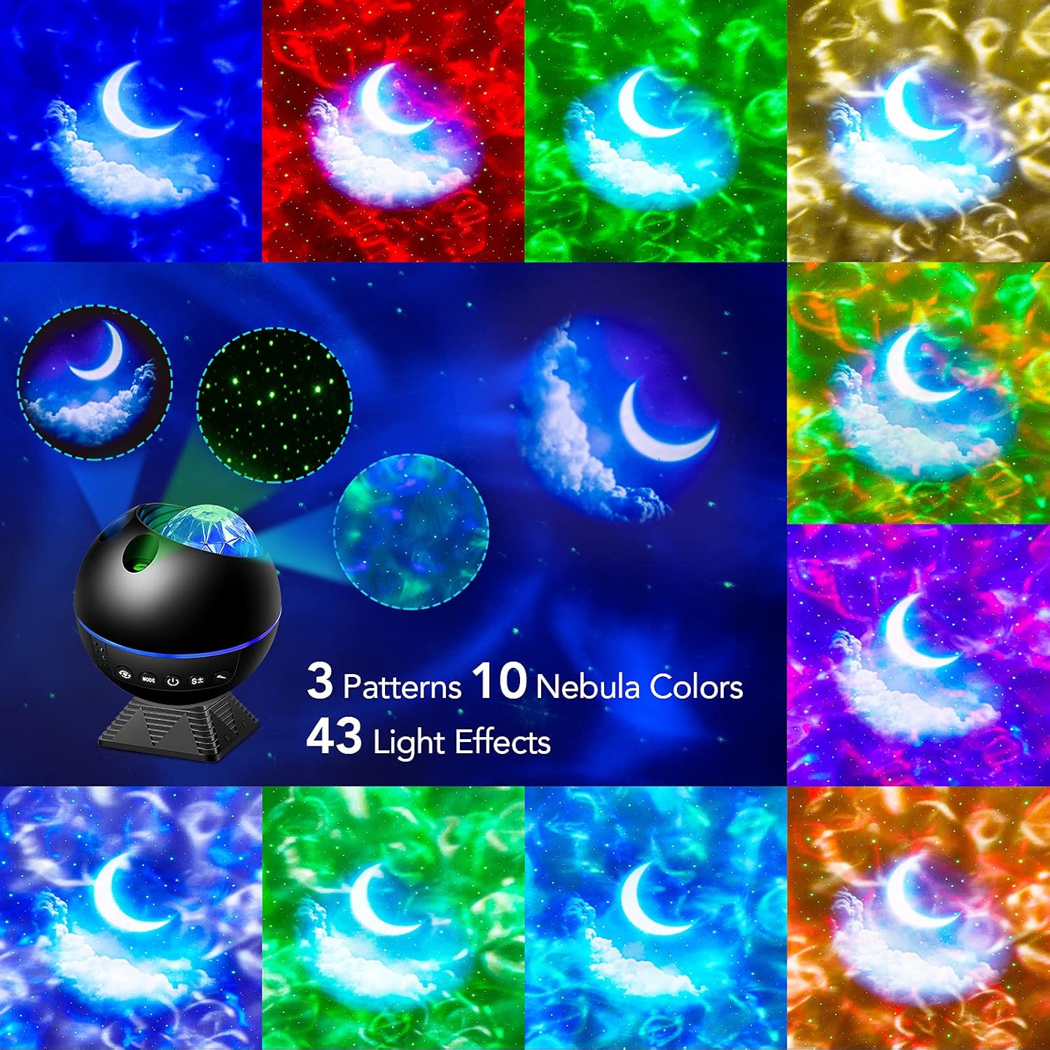 Thumbnail 2 de Sternenhimmel Projektor für Kinder – 3-in-1 Mondlicht, Galaxie-LED-Projektor, Fernbedienung