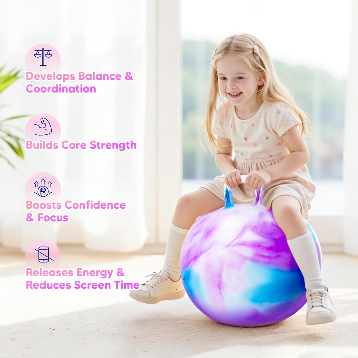 Thumbnail 1 de INPODAK Space Hopper for Kids (20-inch) with Handle – jumping ball for ages 5 to 9