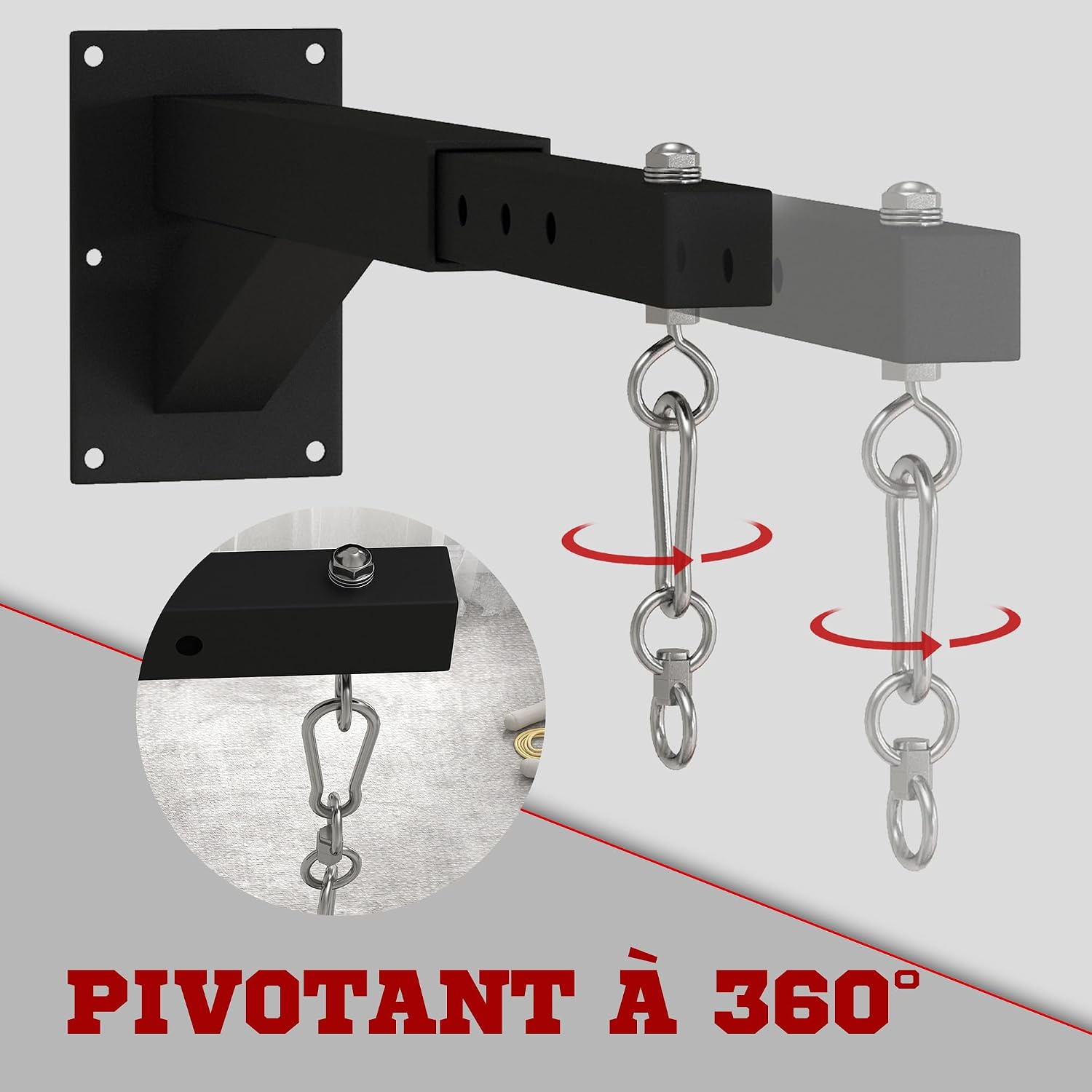 Thumbnail 3 de SPORTNOW Support mural sac de boxe 60kg
