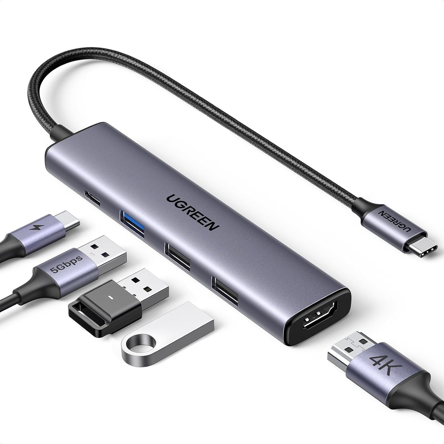 Detalle de UGREEN Revodok USB C Hub 5‑in‑1, 100W PD