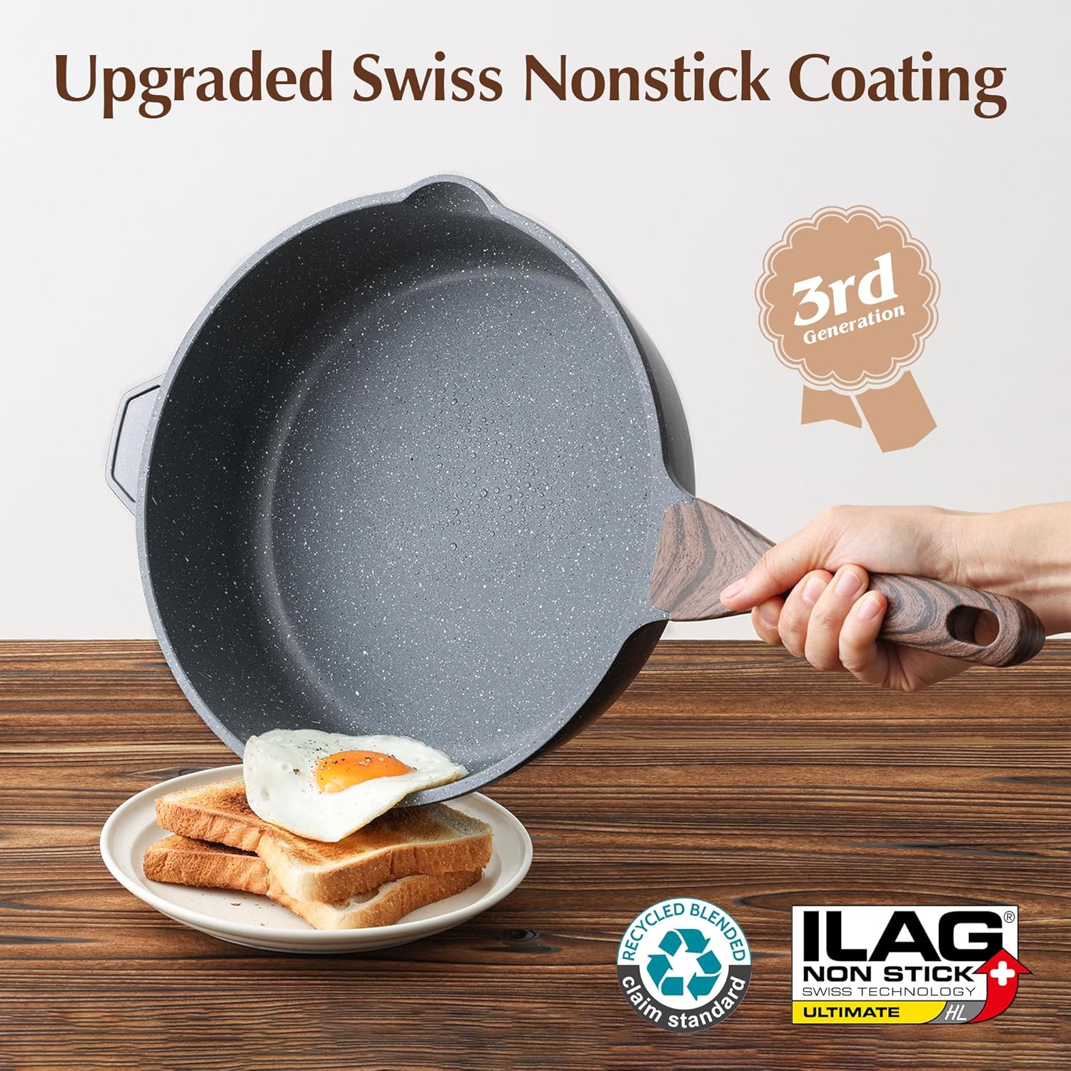 Detalle 2 de SENSARTE Nonstick Deep Frying Pan, 28 cm/4.8 Litre Saute Pan with Lid
