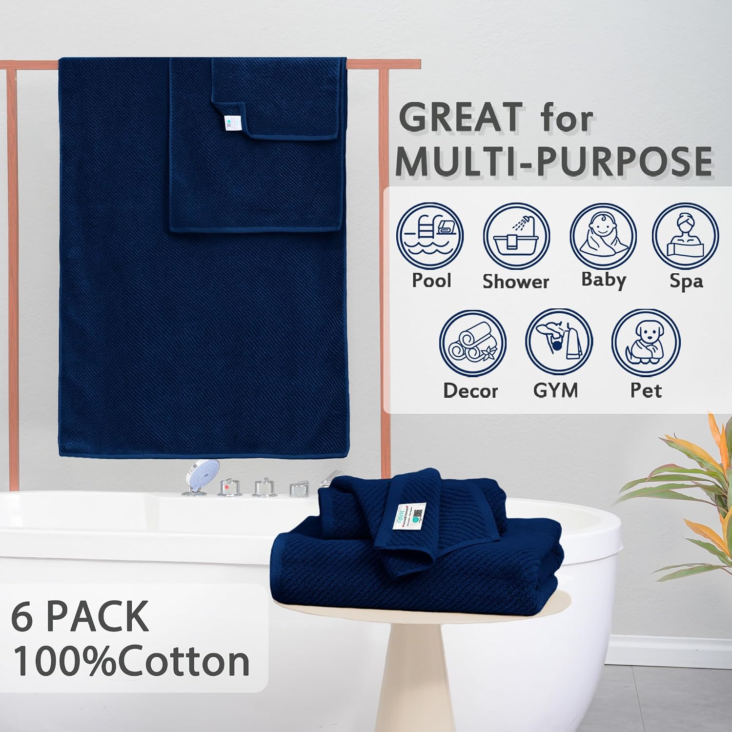 Thumbnail 2 de VOOVA & MOVAS Bath Towel Set of 6, 30"x56"