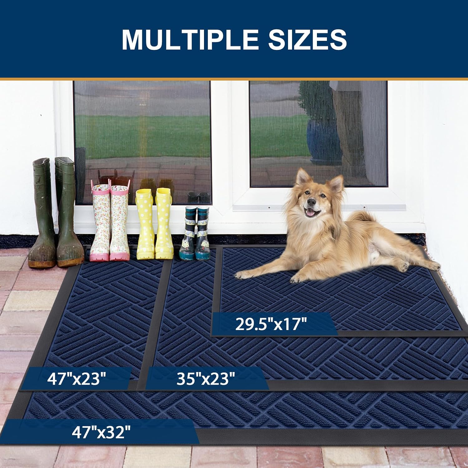 Detalle 2 de Smiry 29.5 x 17-Inch Navy Blue Front Door Mat with Rubber Backing