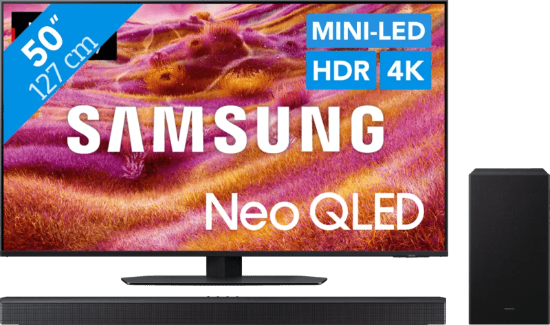 Detalle de Samsung 50'' Neo QLED QN90F (2025) mit HW-B760GF Soundbar – 4K, Mini-LED, Quantum Dot und Q-Symphony