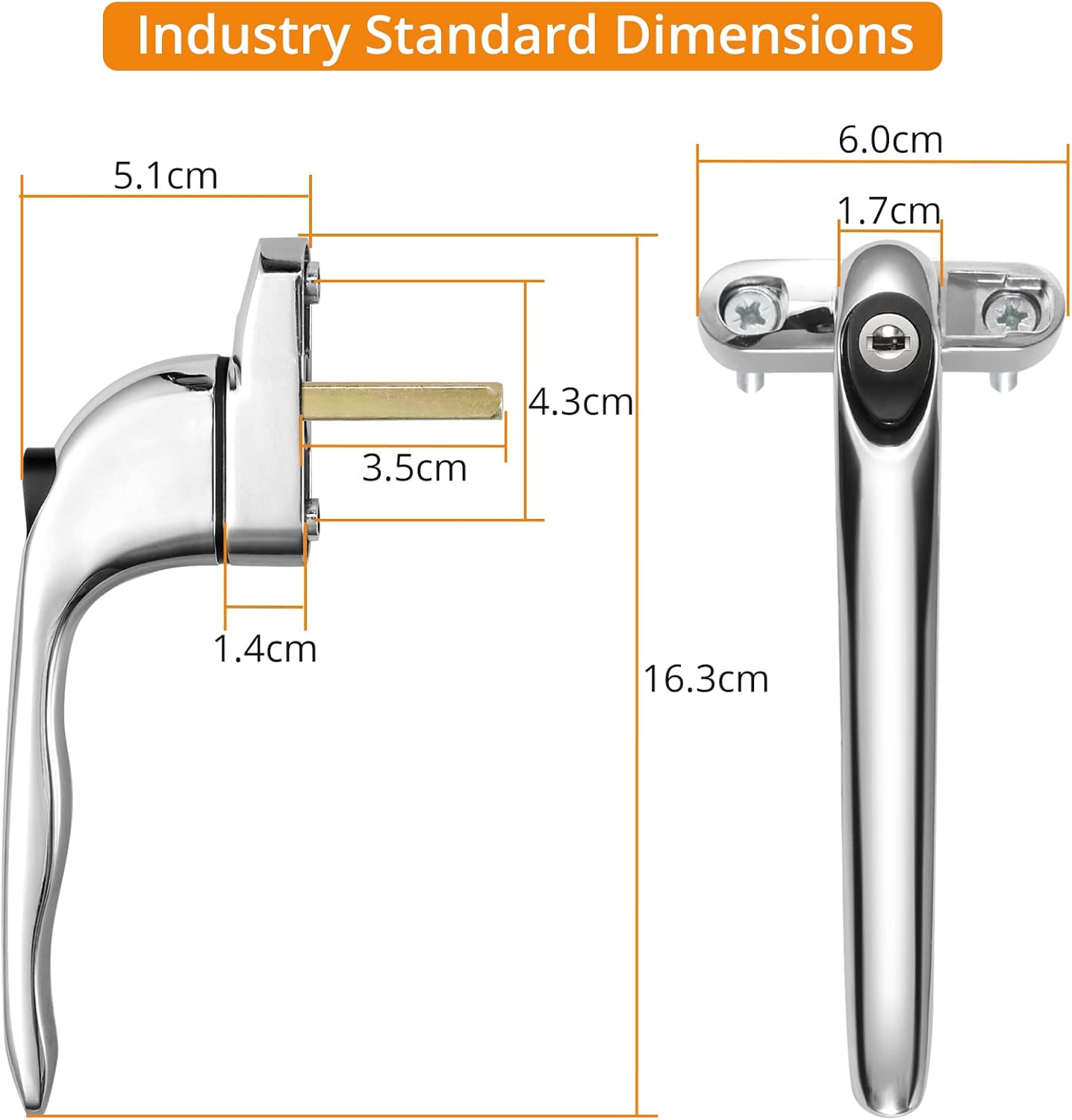 Thumbnail 2 de Neoteck Window Handle 2Pcs Inline Espag Locking (Chrome) – Versatile, Secure UPVC Replacement