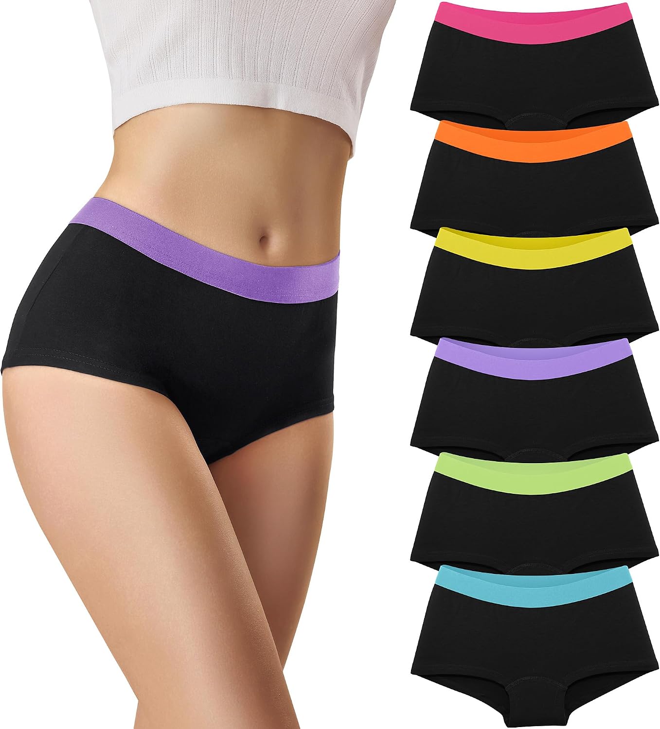 Detalle de Libella Damen Panties im 6er Pack – Hipsters/Boxershorts aus Baumwolle mit soft-dehnbarem Bund (3429)