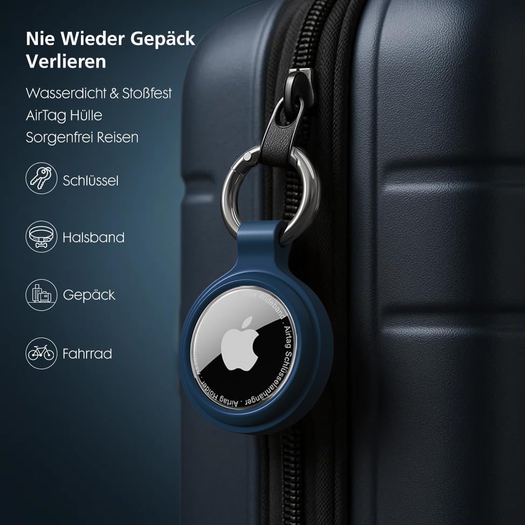 Detalle de AirTag-Schlüsselanhänger mit wasserdichter Hülle (4er-Set) – 360° stoßfester Rundumpanzer für Apple AirTag