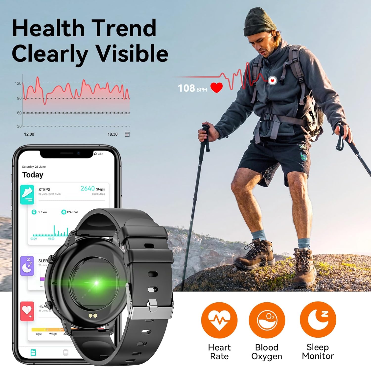 Thumbnail 3 de Hwagol Smart Watch (Answer/Make Calls) with 1.39" Fitness Tracking