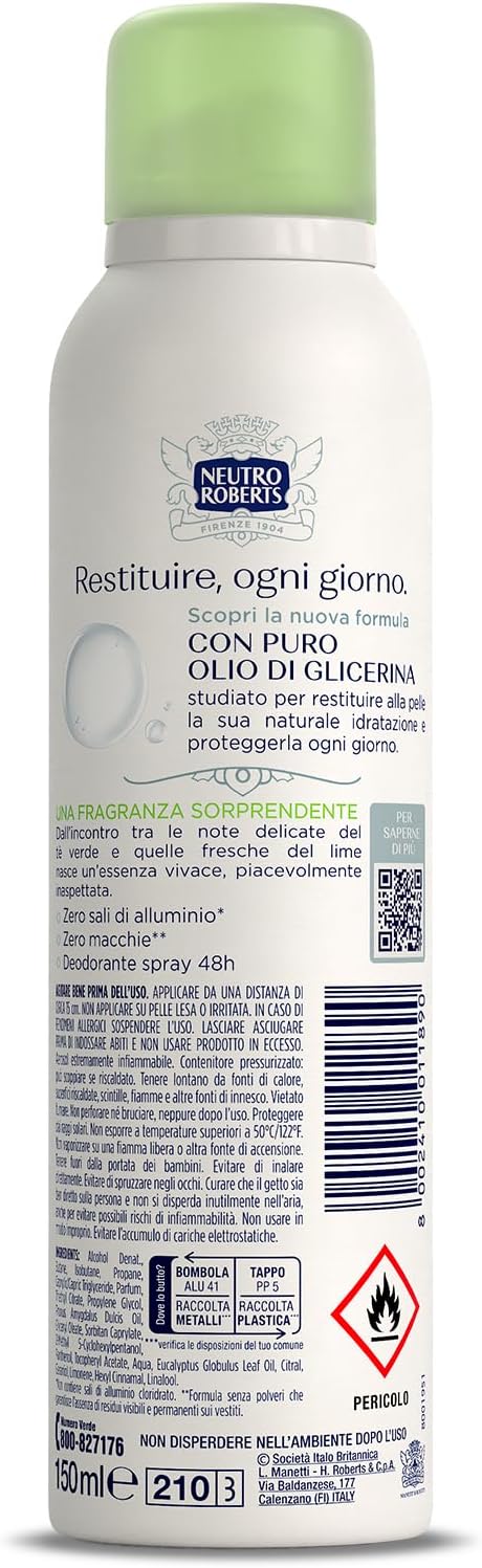 Detalle de Neutro Roberts Deodorante Spray Fresco Verde: 4x 150 ml, Tea Verde e Lime