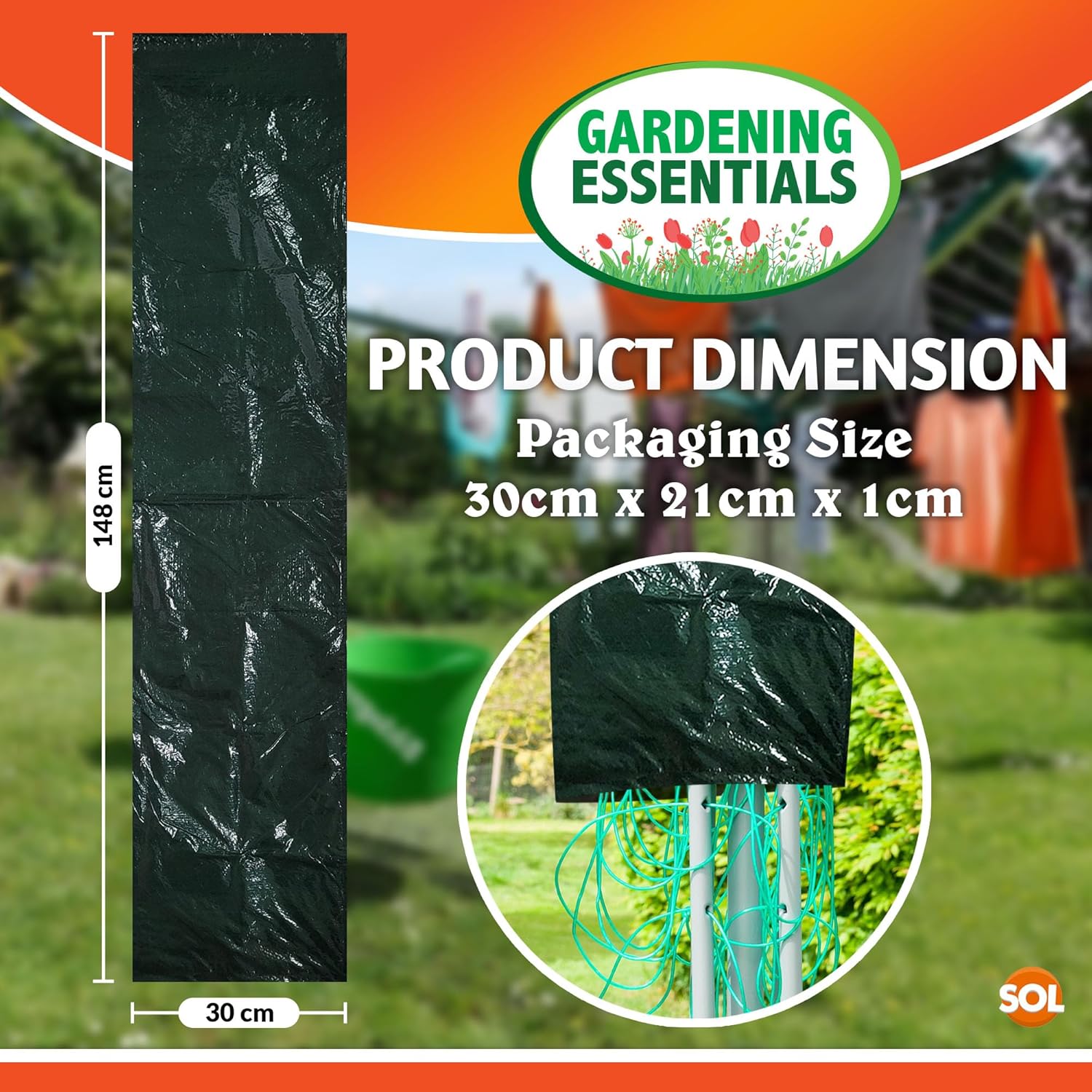 Thumbnail 1 de SOL Rotary Line Cover (148x30cm) heavy-duty rotary washing line waterproof cover