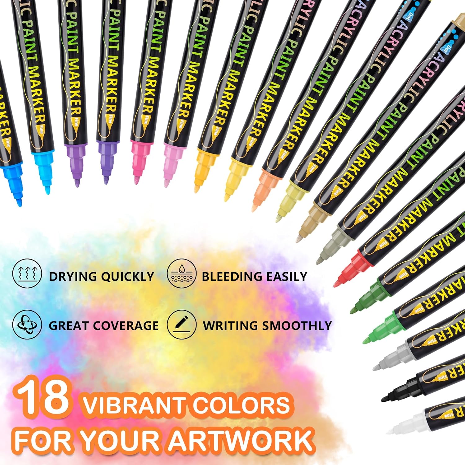 Detalle de Hoenart 36 Farben Dual Tip Acrylstifte – wasserfeste Acrylmarker für Holz, Stein, Keramik, Glas & DIY-Kunst