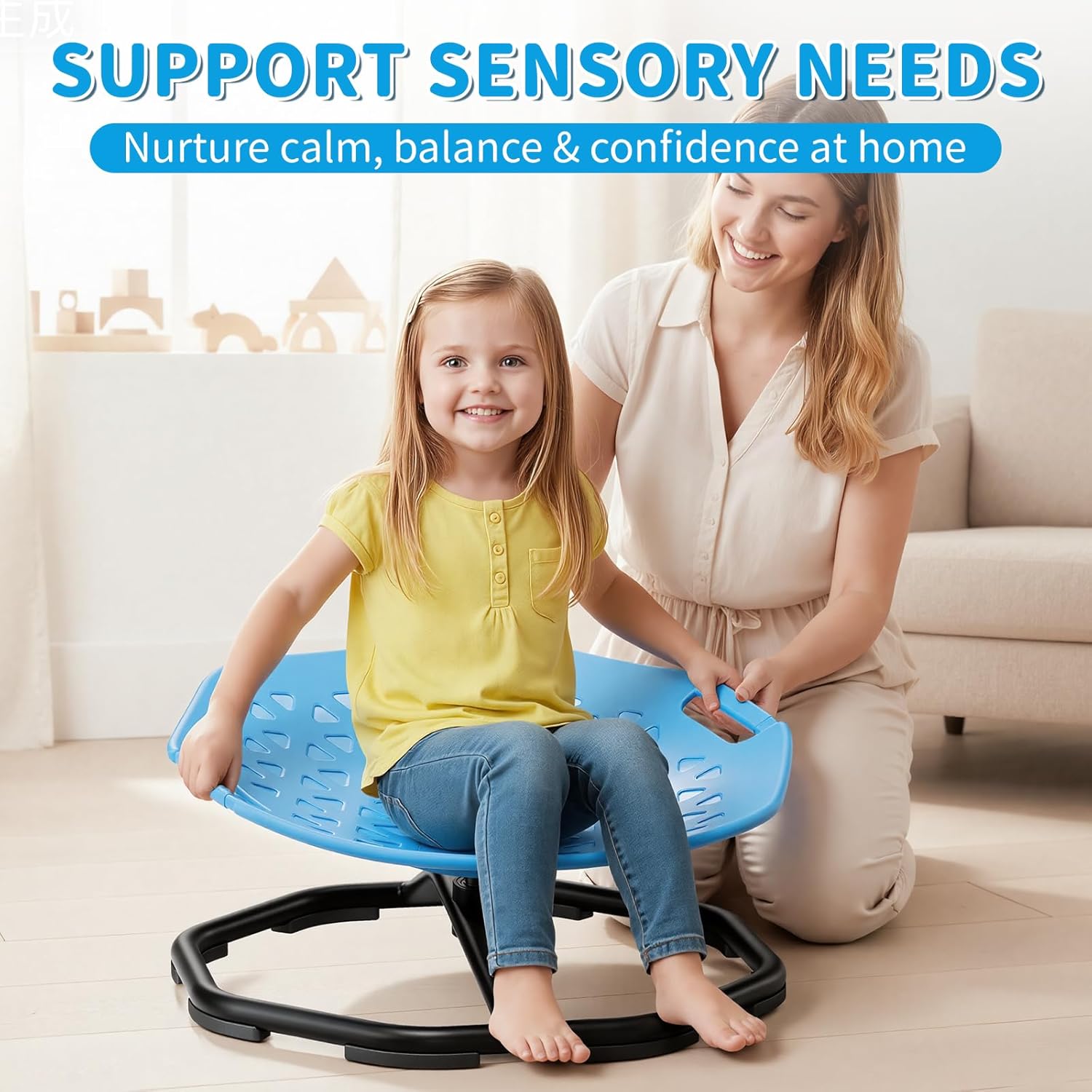 Thumbnail 4 de Pandapop Drehstuhl Kinder für Autismus – sensorischer Drehsessel mit verbessertem Sitzpanel, Griff und 360°-Rotation