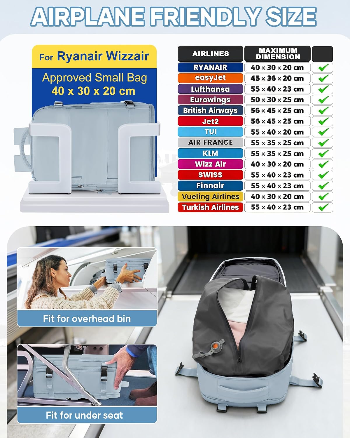 Thumbnail 2 de SZLX Vacuum Backpack Travel Bag with Pump – 40x30x20 cm Cabin-Friendly, with Built-In Vacuum Pump