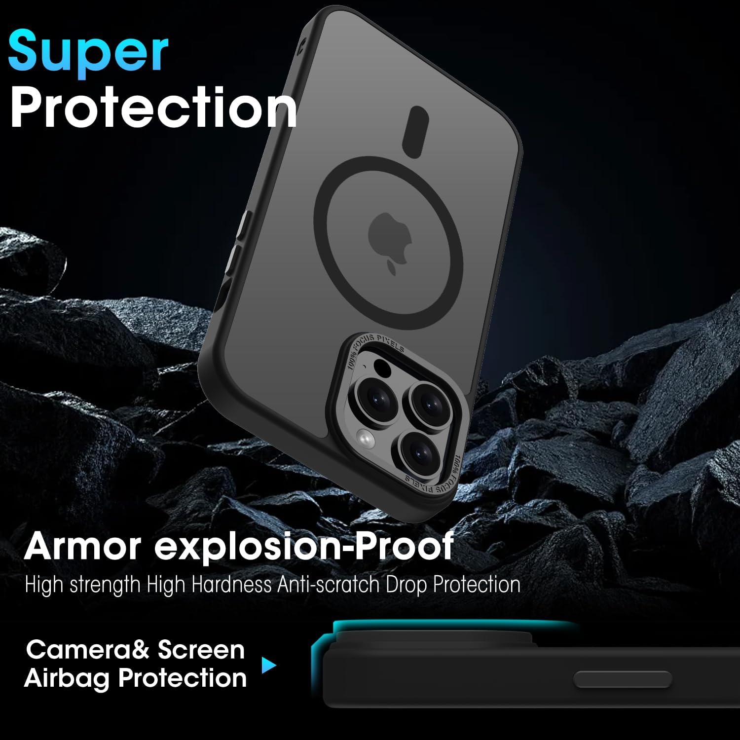 Detalle de KPPIT Magnetic Case for iPhone 13 Pro Max – MagSafe Compatible, Shockproof and Frosted Back