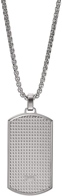 Thumbnail 1 de Collier à pendentif homme Emporio Armani en acier inoxydable, finition brossée (longueur 525 mm)
