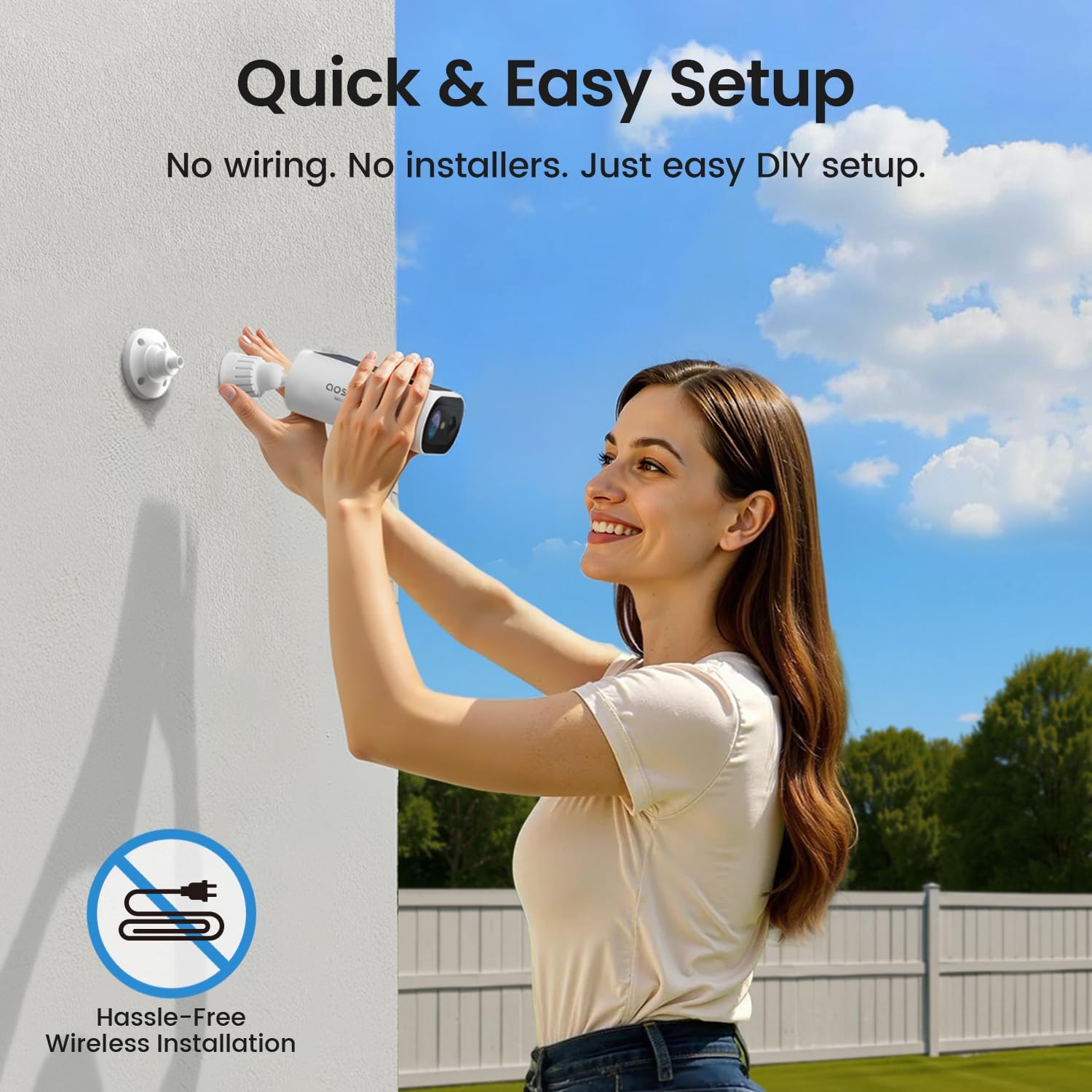 Thumbnail 1 de aosu Solar Security Cameras Wireless Outdoor 2K Color Night Vision 4-Cam Kit with Local Storage (No Subscription)