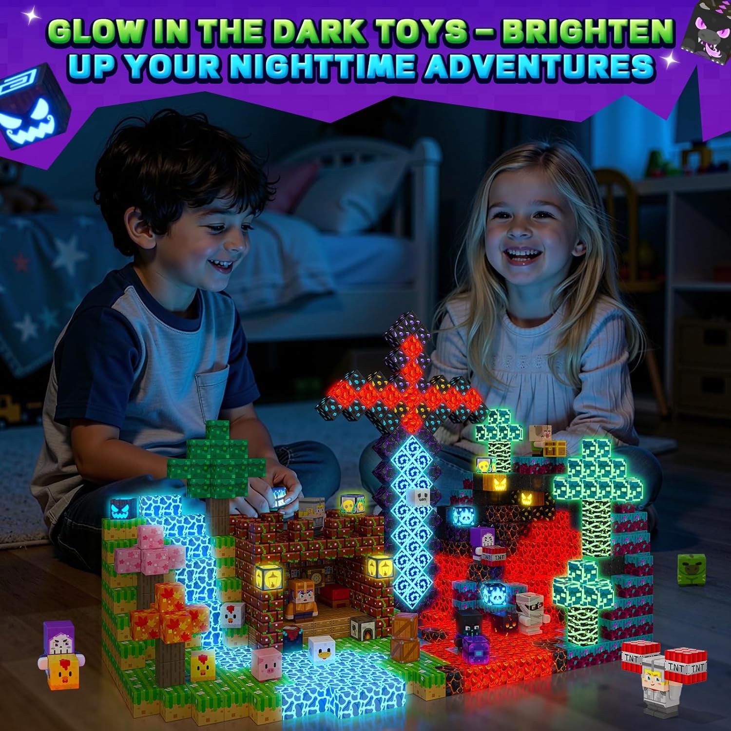 Thumbnail 6 de IGIVI 500-Piece Magnetic Blocks with Light Up Blocks: Build a Glow-in-the-Dark MagWorld
