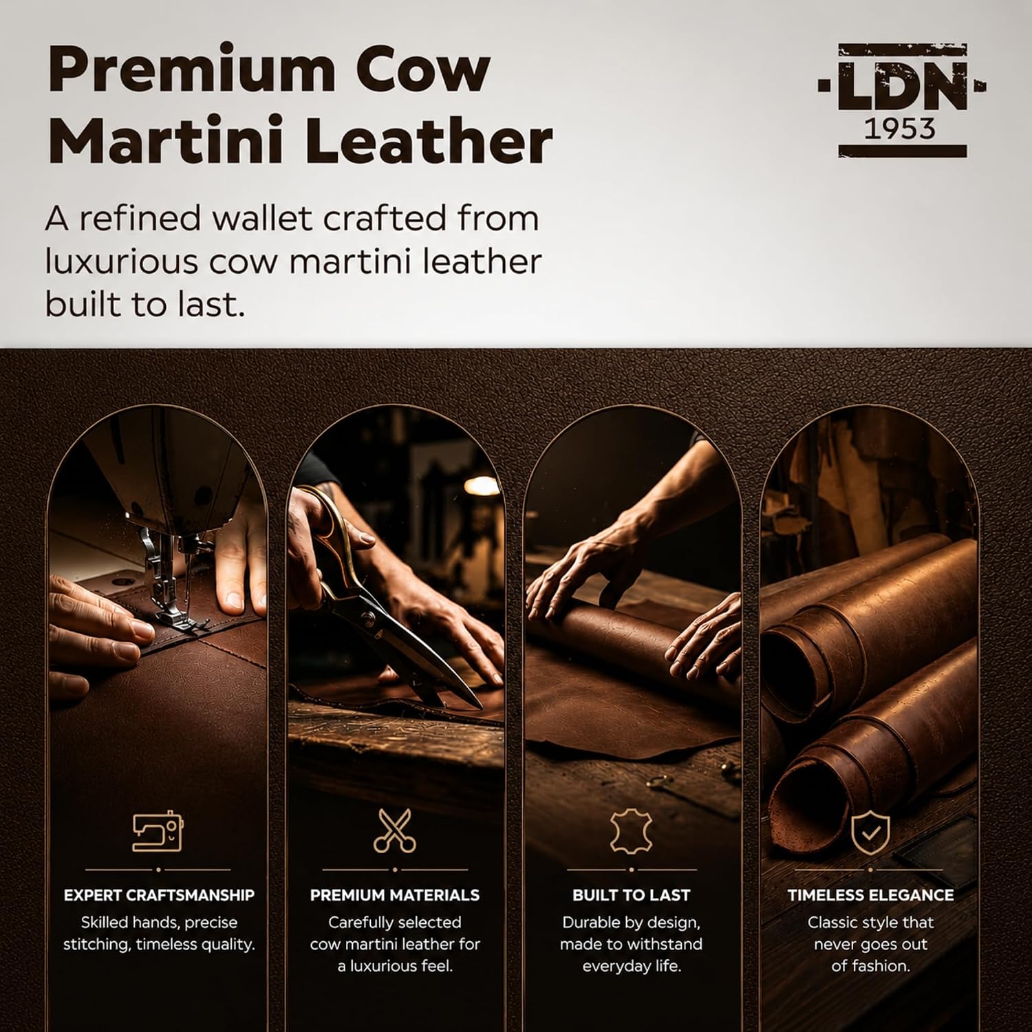 Thumbnail 6 de LDN 1953 RFID Card Holder Wallet for Men – Ultra-Slim Cow Martini Leather, Brown