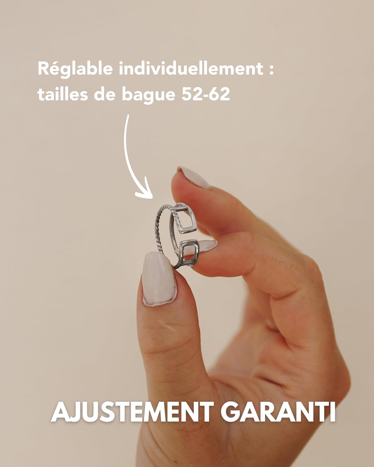 Detalle de Bague ajustable GD GOOD.designs EST. 2015 en acier inoxydable, double anneau ouvert (argent / or rose) avec boîte cadeau