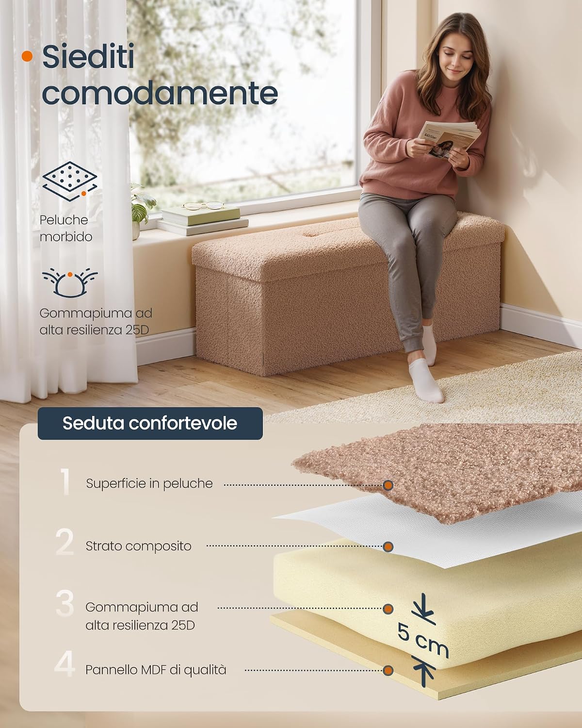 Thumbnail 4 de SONGMICS Cassapanca 38x110x38 cm cassapanca contenitore