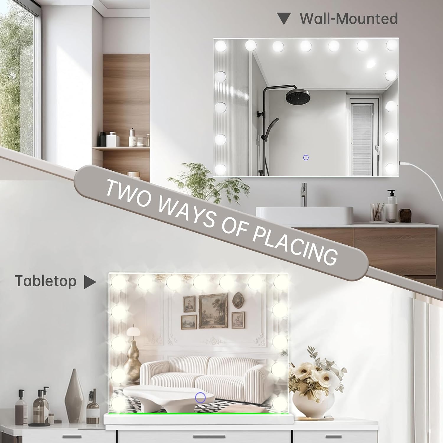 Detalle 1 de Amifiy Lighted Vanity Mirror, 15 LED Bulbs