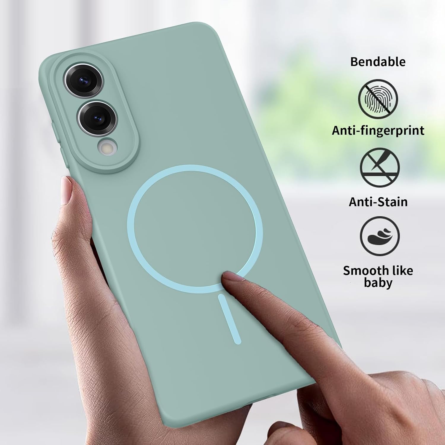 Detalle 2 de YIBAMI Magnetic Case for Samsung Galaxy S25 Edge with MagSafe – Soft Silicone, Anti-Slip Grip & Drop Protection