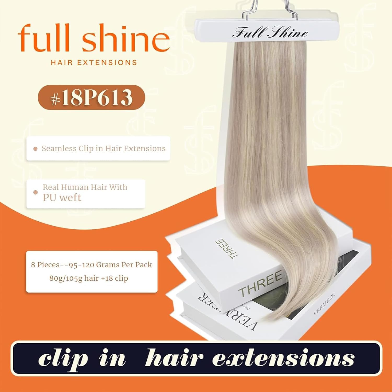 Thumbnail 1 de Full Shine 18 Inch Blonde Clip-In Extensions 120g