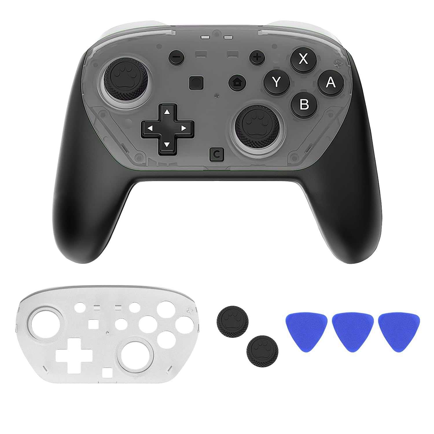 Thumbnail 6 de DLseego Protective Cover Case for Switch 2 Pro Controller – Clear Blue Slim DIY Faceplate with Anti-slip Hard Shell