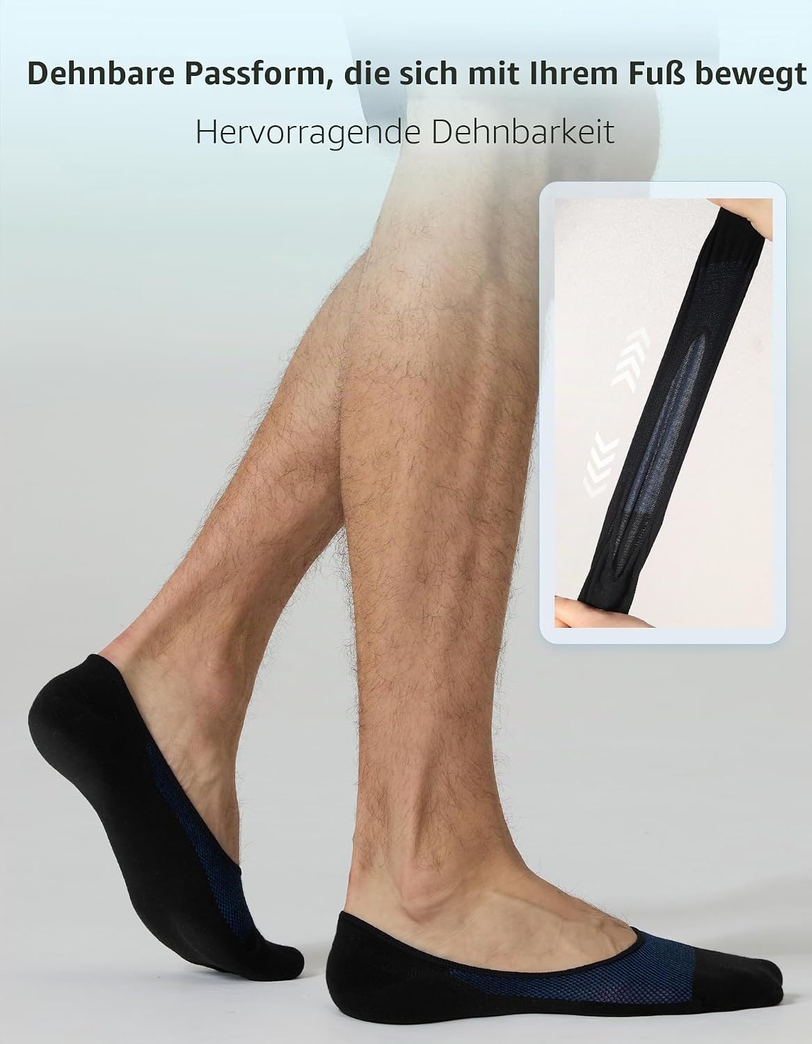 Detalle de CLOSEMATE Füßlinge Herren – 6 Paar unsichtbare Sneaker-Socken mit rutschfestem Silikon und atmungsaktivem Mesh (Gr.39-42 / 43-46)